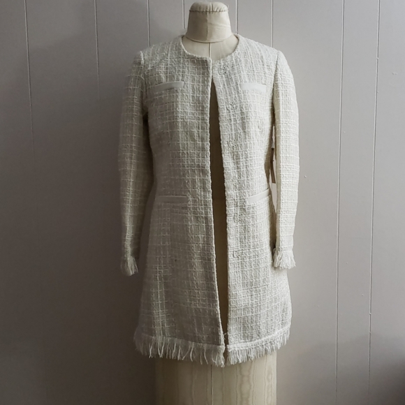 NWT Vertigo Paris Tweed Fringe Red Coat size XS $360 - Picture 6 of 8